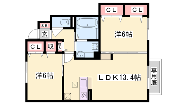 レスポワール(2LDK/1階)の間取り写真