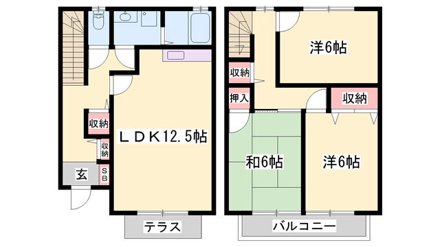 プランレーヌⅡ(3LDK/1階)の間取り写真