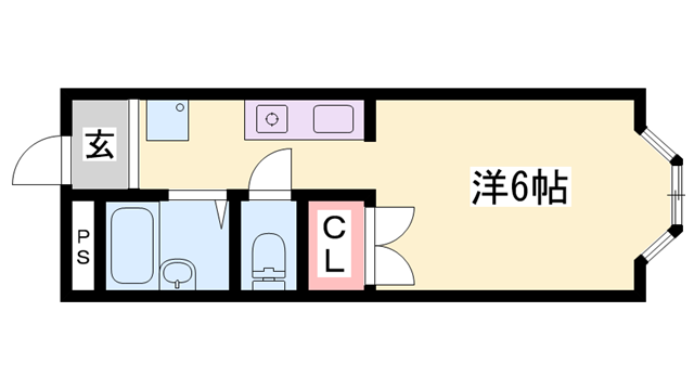 レジデンス平野(1K/2階)の間取り写真