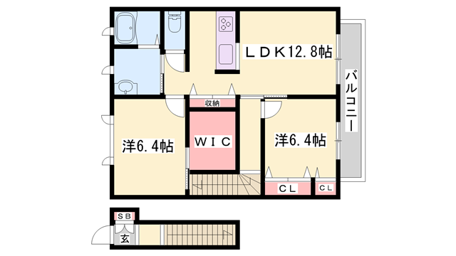 エミマリー川西台(2LDK/2階)の間取り写真