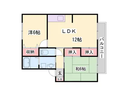 キャピタルコンフォール加古川D棟(3DK/2階)の間取り写真