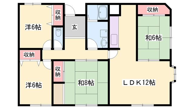 クラウン南ハイツ(4LDK/2階)の間取り写真
