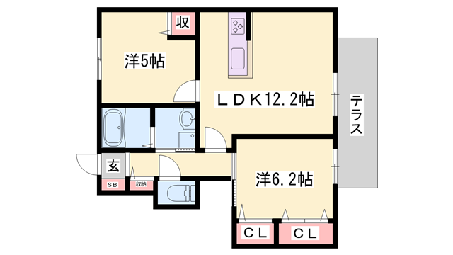 MASTCOURT加古川南(2LDK/1階)の間取り写真