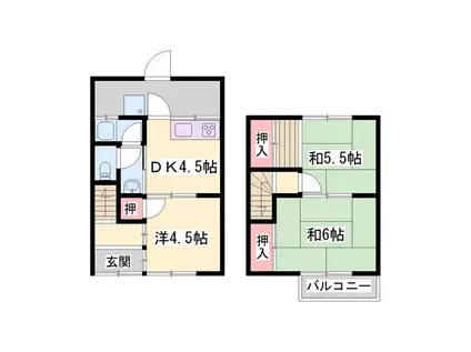 山陽本線 網干駅 徒歩10分 2階建 築47年(3DK)の間取り写真