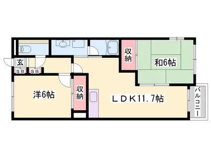 サンハイム(2LDK/1階)の間取り写真