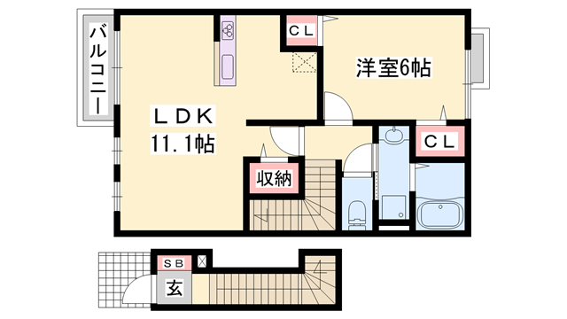 アンシャンテ(1LDK/2階)の間取り写真