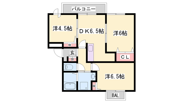 グリーンハイツB(3DK/2階)の間取り写真