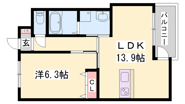グランチェスタ(1LDK/5階)の間取り写真
