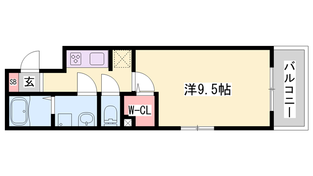 フリーデハクロ(1K/1階)の間取り写真