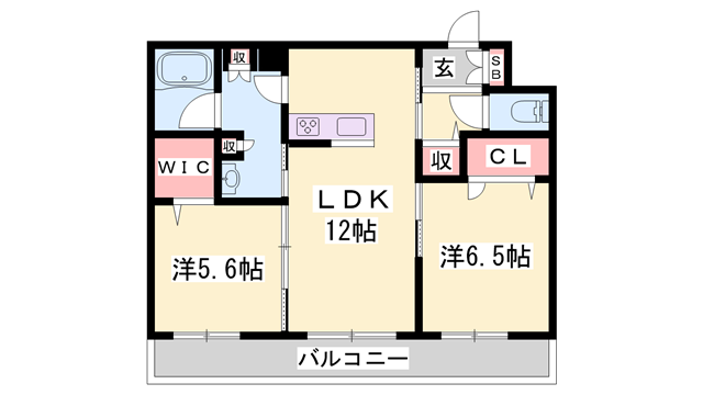 シャーメゾン田寺東(2LDK/2階)の間取り写真