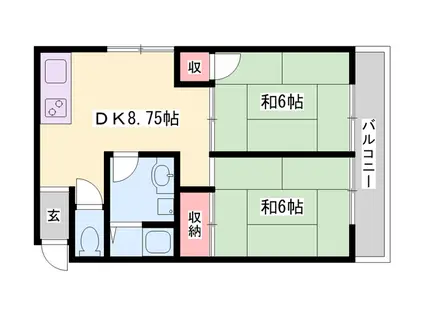 KOWA HEIGHTS(2DK/2階)の間取り写真