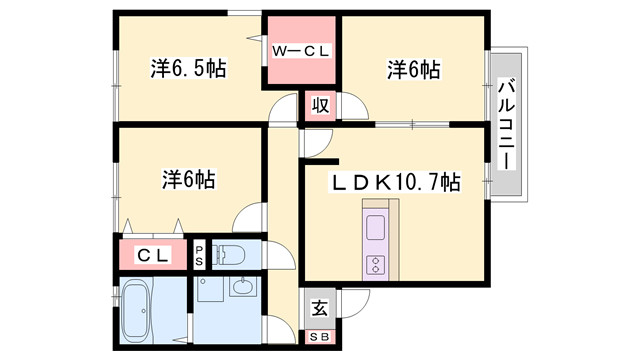 セリーヌヴィレッジ B棟(3LDK/2階)の間取り写真