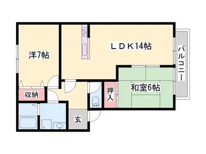 パステロ(2LDK/1階)の間取り写真