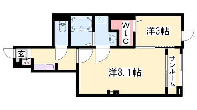 NOBLEⅡ(1SK/1階)の間取り写真