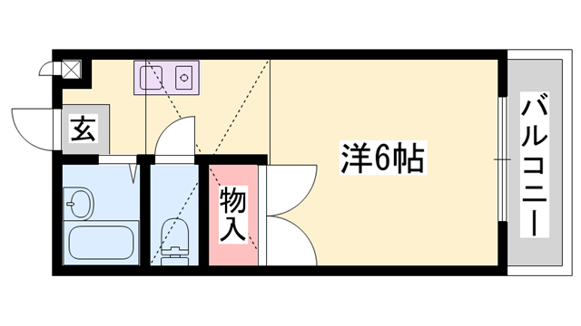 バロン伊達(1K/2階)の間取り写真