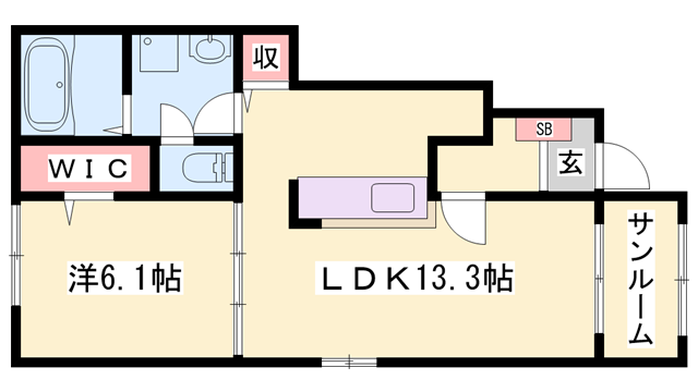 ハウオリエカヒ(1LDK/1階)の間取り写真