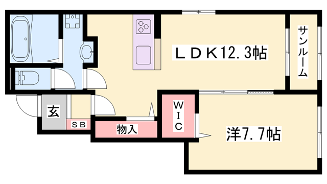 ハウオリエルア(1LDK/1階)の間取り写真