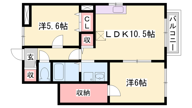 プラーノ(2LDK/1階)の間取り写真