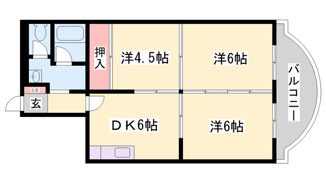 ダイヤモンドコーポ(3DK/3階)の間取り写真