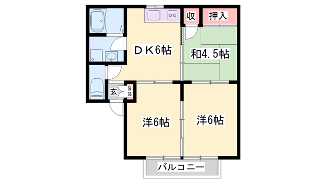 ファミール御立東(3DK/1階)の間取り写真