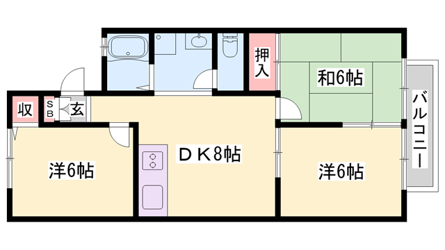 シャルムコート(3DK/2階)の間取り写真