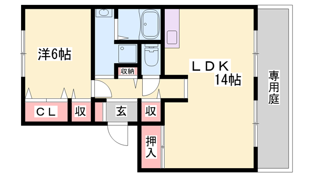 フレマリール双葉(1LDK/1階)の間取り写真