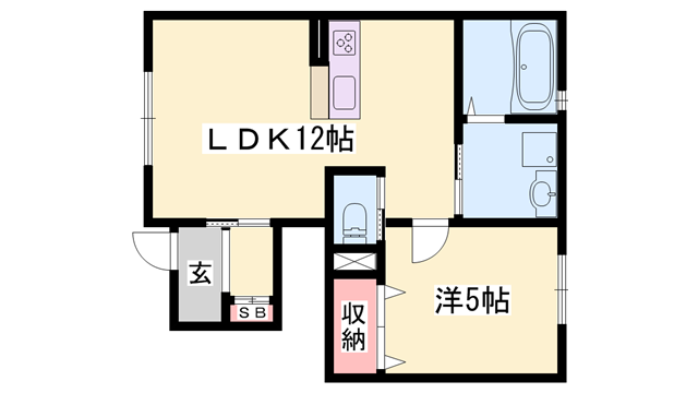 セカンド ハーベスト(1LDK/1階)の間取り写真