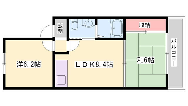 西川ハイツ(2LDK/2階)の間取り写真