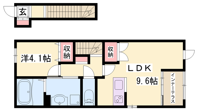 KORO SHINE網干(1LDK/2階)の間取り写真
