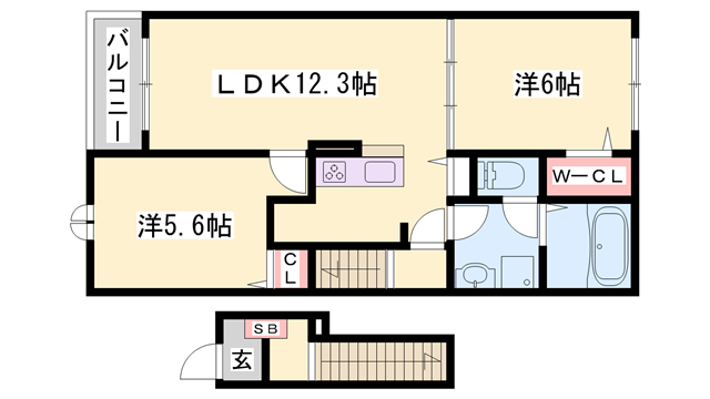 グランデフォルトーネA(2LDK/2階)の間取り写真