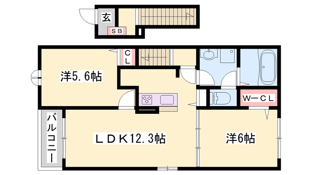 グランデフォルトーネA(2LDK/2階)の間取り写真