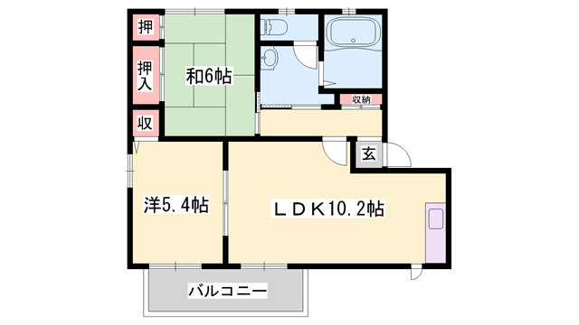 バリュージュ王子(2LDK/1階)の間取り写真