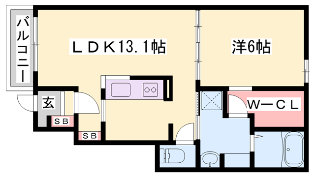 ジュネスⅡ(1LDK/1階)の間取り写真