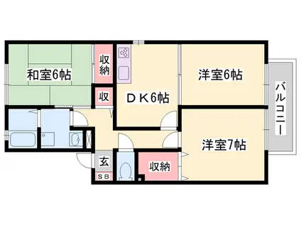 オークヒルズ(3DK/1階)の間取り写真