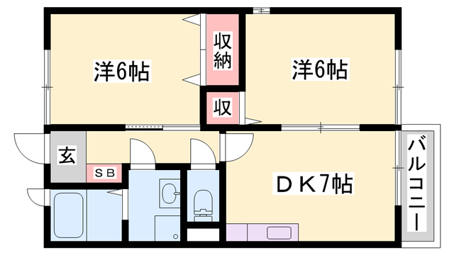 メゾンソレイユⅡ(2DK/1階)の間取り写真