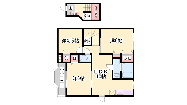 フリーデン A棟(3LDK/2階)の間取り写真