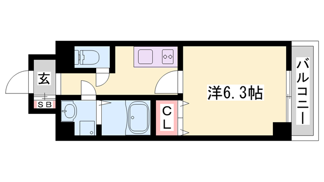 MISTRAL姫路駅前Ⅳ(1K/5階)の間取り写真