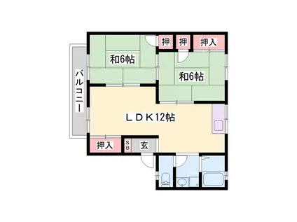 ファミール安室東 A棟(2LDK/2階)の間取り写真