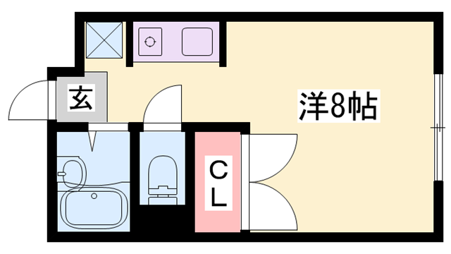 ノーブル英賀保駅前(ワンルーム/2階)の間取り写真