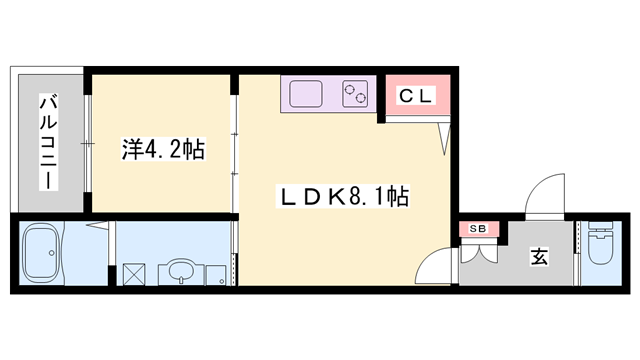 F ASECIA 神屋町(1LDK/2階)の間取り写真