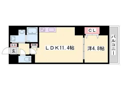 MISTRAL姫路駅前Ⅲ(1LDK/8階)の間取り写真