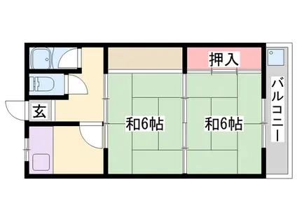 クレメアA棟(2K/1階)の間取り写真