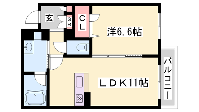 ヴィアソーレ Y(1LDK/2階)の間取り写真
