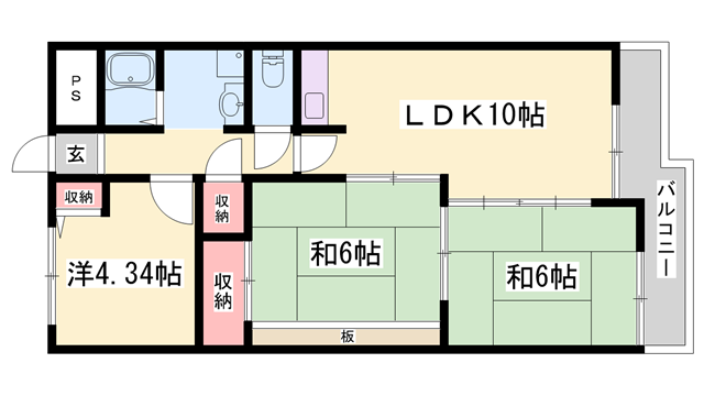 矢倉ハイツ(3LDK/3階)の間取り写真