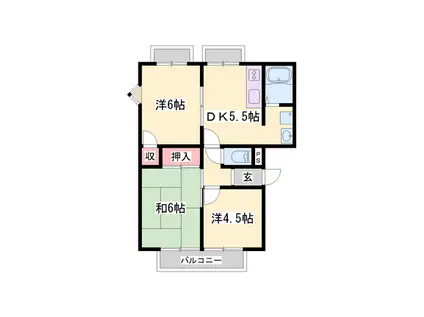 フレグランス金保A棟・B棟(3DK/2階)の間取り写真