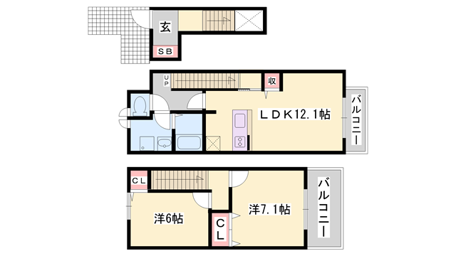 グレイスフルフィールド1(2LDK/2階)の間取り写真