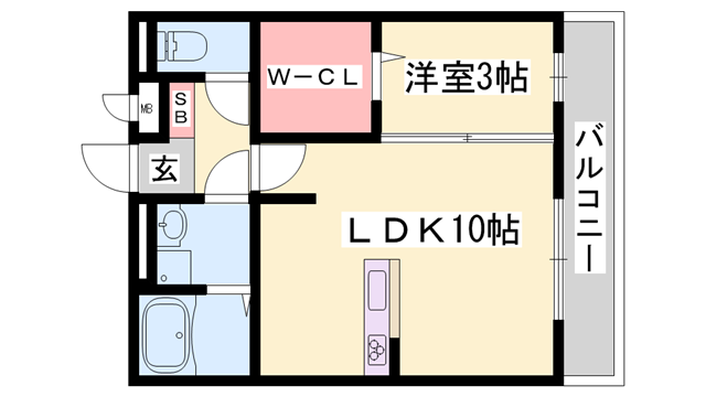 ノア東山 B棟(1LDK/3階)の間取り写真