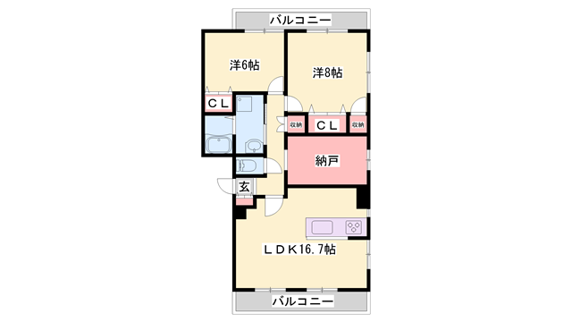 サニー・ニシウラ(2SLDK/3階)の間取り写真