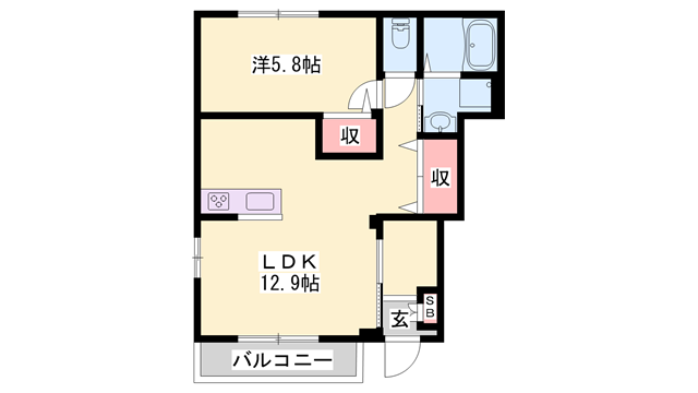 LETOIT(1LDK/1階)の間取り写真