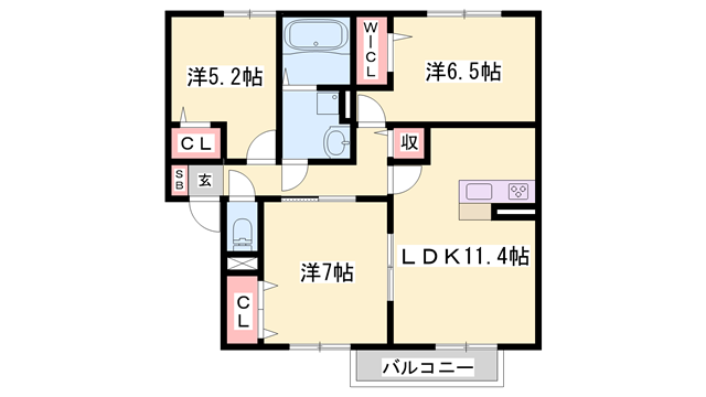 エクセレント早瀬(3LDK/1階)の間取り写真